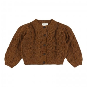 Girls cable cardigan Tabacco