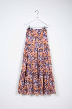 Long printed skirt Candy pink