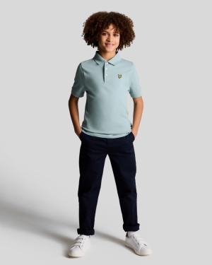 Plain polo shirt A19 - Slate blu