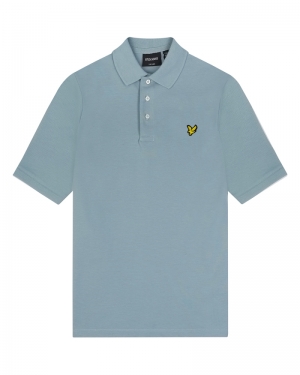 Plain polo shirt A19 - Slate blu